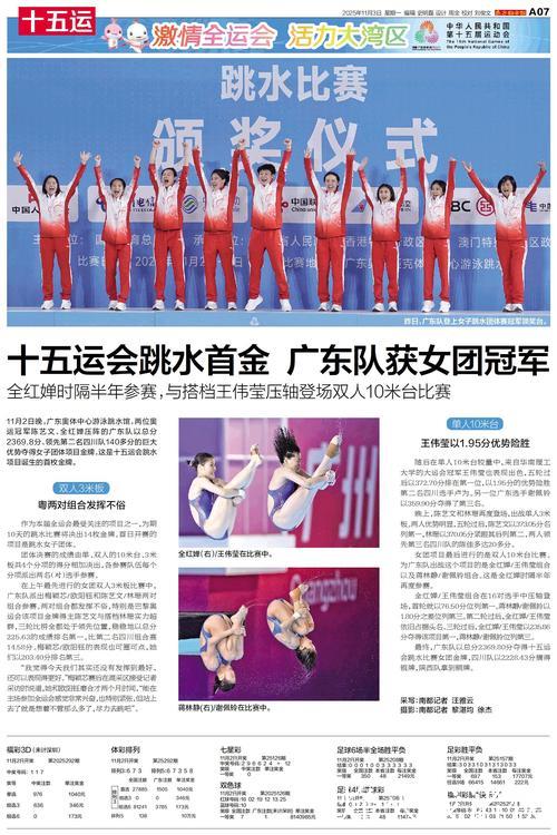 十五运会跳水首金诞生!广东队获得女团冠军 十五运会跳水首金诞生!广东队获得女团冠军