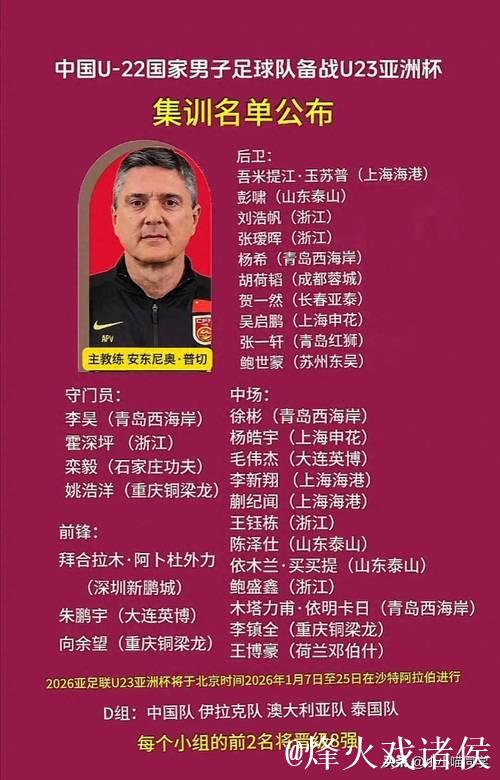 U23男足亚洲杯八强对决名单公布 U23男足亚洲杯八强对决名单公布